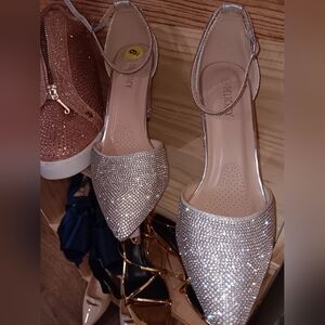 New Rhinestone strap chunky heel